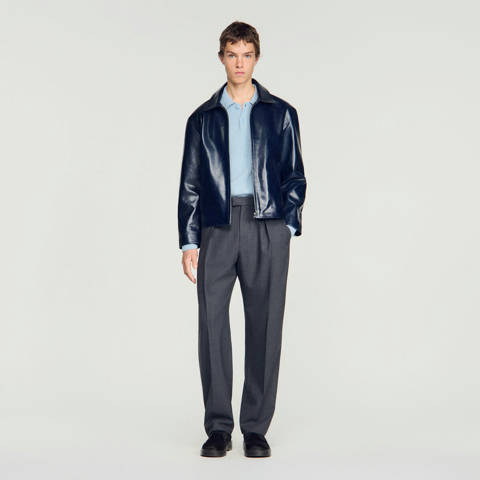 Sandro — Blouson en cuir – Midnight blue