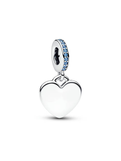 Pandora — Charm pendant pierre bleue cœur gravable