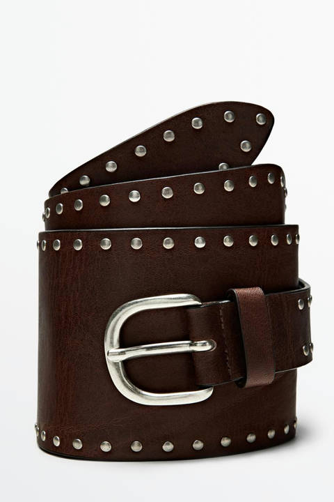 Massimo Dutti — Ceinture en cuir nappa à clous