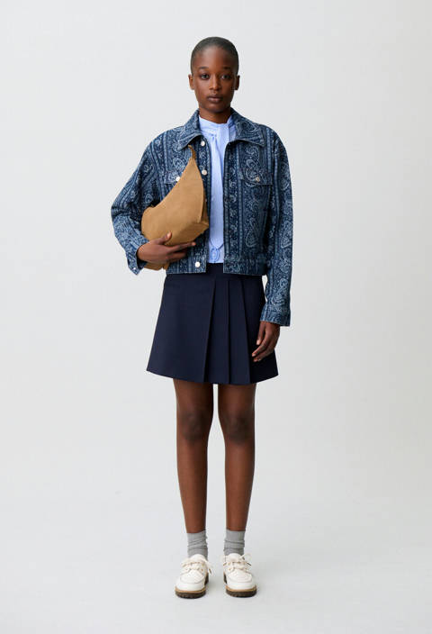 Claudie Pierlot — Jupe courte laine mélangée – Marine
