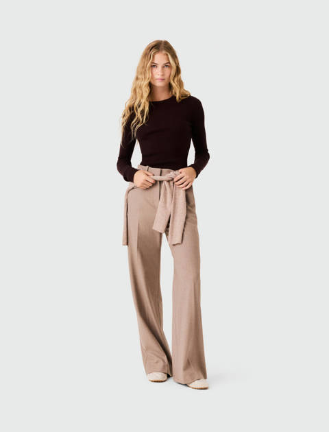 Maje — Pull col rond seconde peau – Marron fonce
