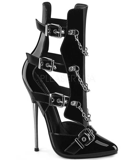 Devious — Bottines Cage Fétichistes DAGGER-15 à Chaînes et Talon Métal