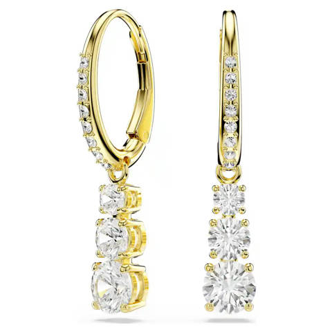 Swarovski — Swarovski Anneaux d'oreilles Stilla Attract Taille ronde, Blanches, Doré à l’or 18 carats (750/1000)