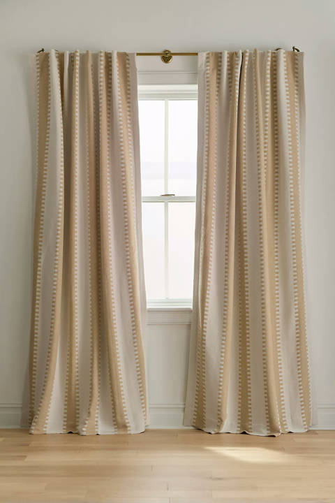 Anthropologie — Rideau occultant en coton jacquard à rayures à encoche