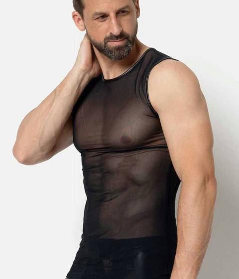 Catanzaro — Débardeur Masculin en Résille Serrée et Laqué Adrien