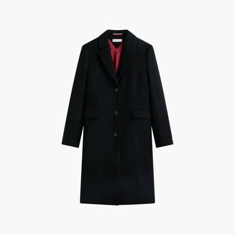 TOMMY HILFIGER — Manteau long uni en laine mélangée TOMMY HILFIGER