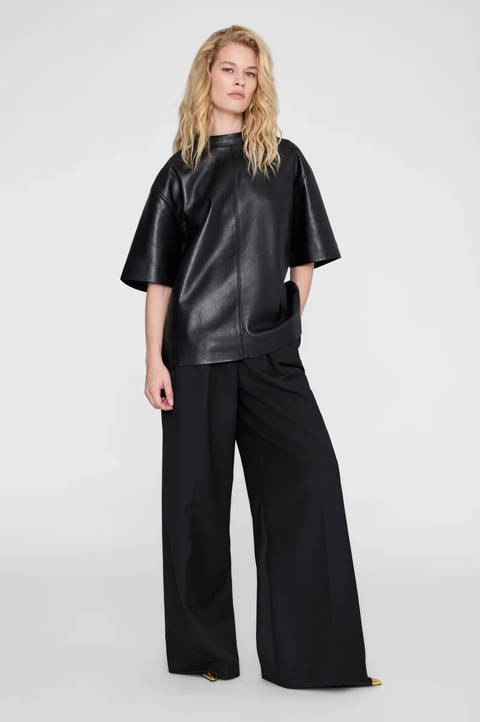Anine Bing — Zeina Top - Black Recycled Leather