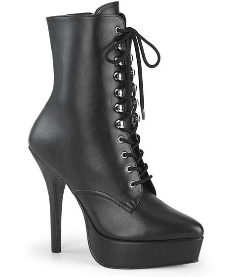 Devious — Bottines Fétichistes à Lacets INDULGE-1020 Devious – Noir Mat