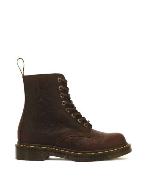 Dr. Martens — Boots 1460 Pascal Floral Deboss en Cuir Crazy Horse à 8 Œillets