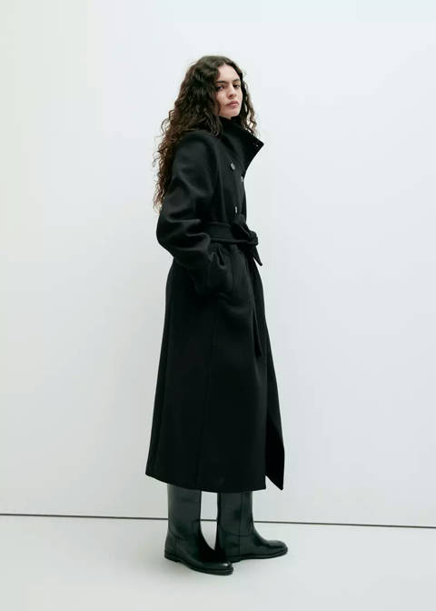 Mango — Manteau laine Manteco col cheminée