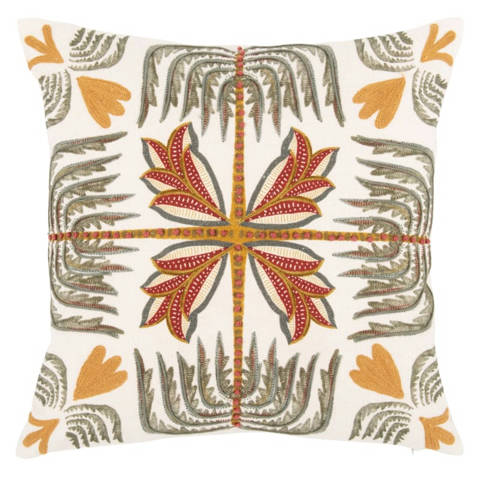 Maisons du Monde — Housse de coussin en coton brodé motif exotique 40x40 Azad