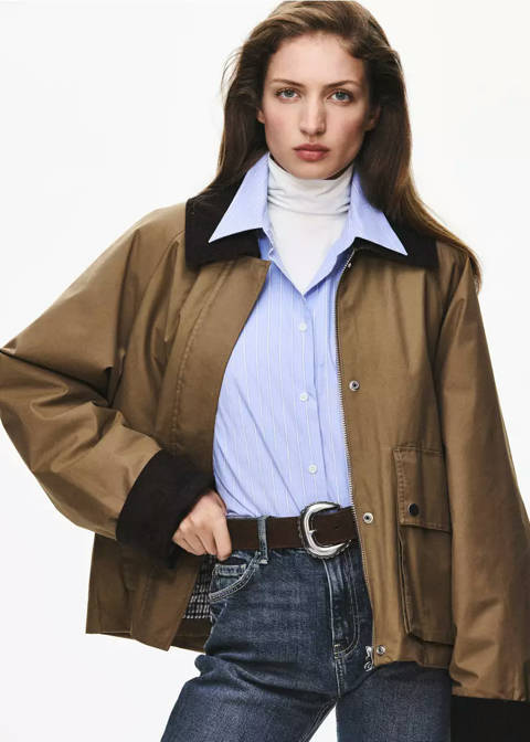 Mango — Parka coton en velours côtelé