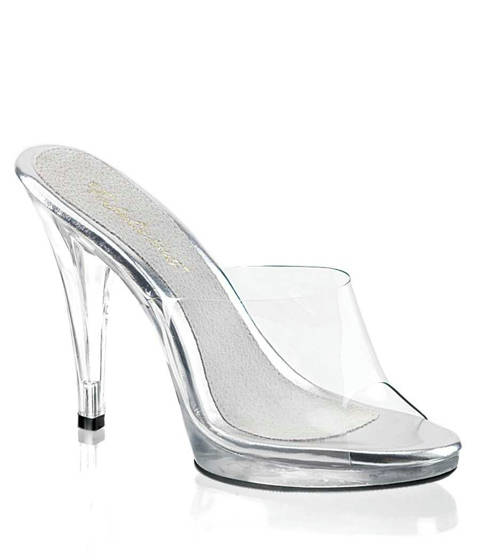 PLEASER Pink Label — Mules Transparentes FLAIR-401 : Élégance Invisible et Confort Stable