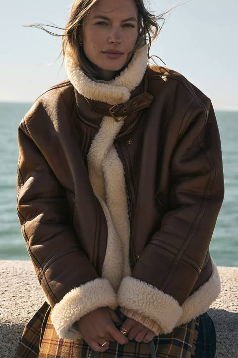 Anthropologie — By Anthropologie Veste aviateur marron