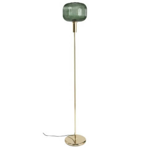Maisons du Monde — Lampadaire en verre soufflé vert et acier doré, H155 cm Omaja