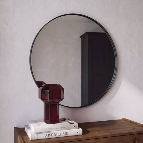 Maisons du Monde — Miroir rond en acier laqué noir, Ø70 cm Clément