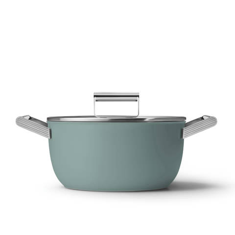 Smeg — Faitout antiadhésif Ustensiles de cuisson, Vert Émeraude Esthétique Années 50