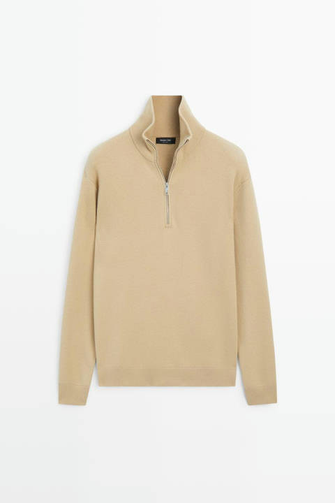 Massimo Dutti — Pull en maille à col montant contenant de la laine