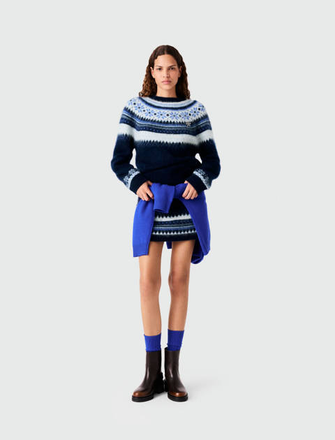 Maje — Pull en maille jacquard – Marine