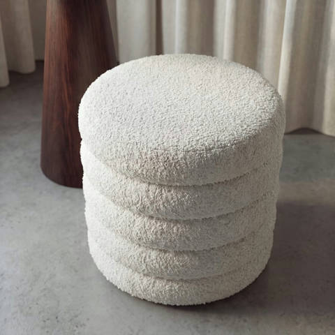 Maisons du Monde — Pouf coffre effet laine bouclée écrue Leia