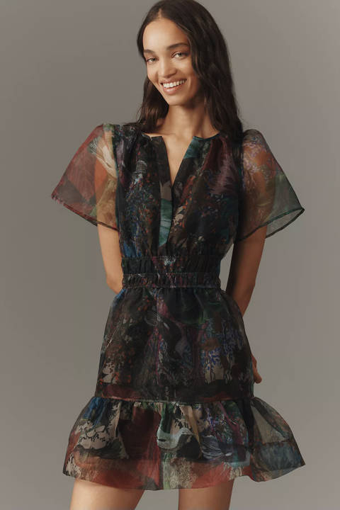 Anthropologie — Robe Mini Organza Manches Courtes Par Anthropologie