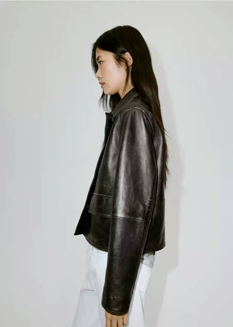 Mango — Veste cuir effet usé