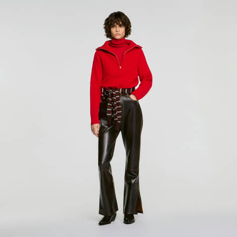 Sandro — Pull col camionneur en laine – Rouge