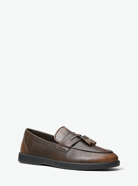 Michael Kors — Michael Kors Mocassin Wesley en cuir bruni à pampilles