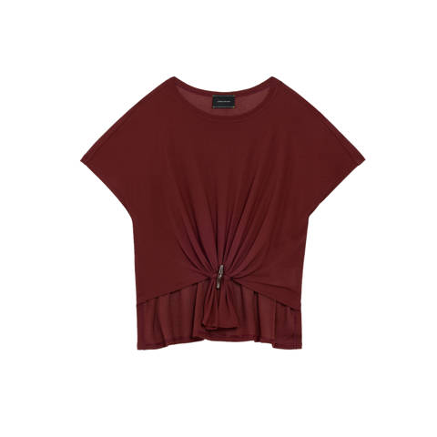 Longchamp — Top – Jersey crêpe - Bordeaux