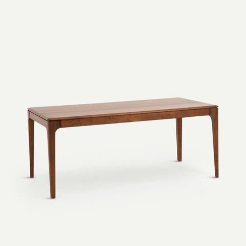 Am.Pm — Table extensible, noyer et plaqué, 8 à 12 personnes, allonge intégrée, SANARA