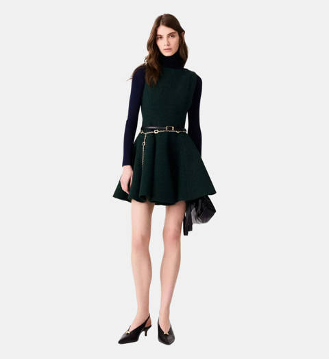 Maje — Robe courte sans manches en tweed