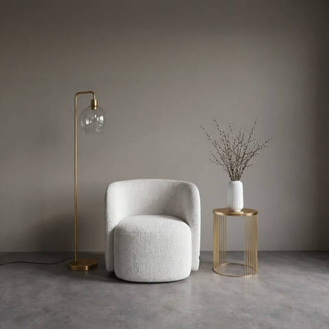 Maisons du Monde — Lampadaire globe en verre et métal doré H155 Sacha