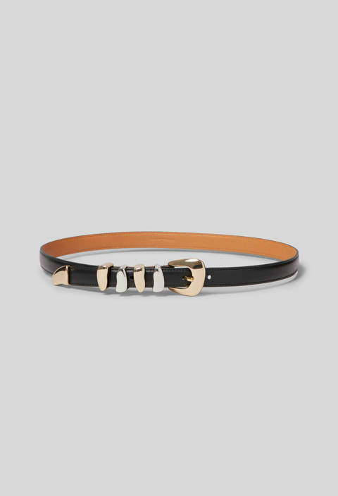 Claudie Pierlot — Ceinture cuir boucle dorée – Noir