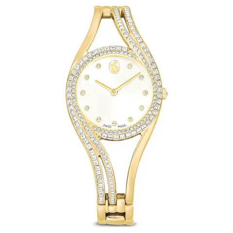 Swarovski — Swarovski Montre Hyperbola bangle Fabriqué en Suisse, Bracelet en métal, Ton doré, Finition ton doré