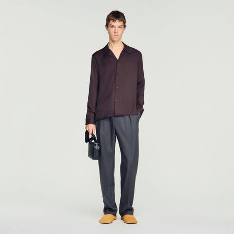 Sandro — Chemise fluide – Chocolat