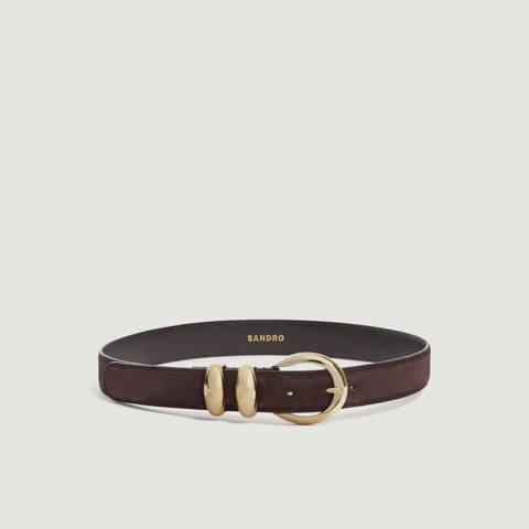 Sandro — Ceinture en cuir suède – Marron