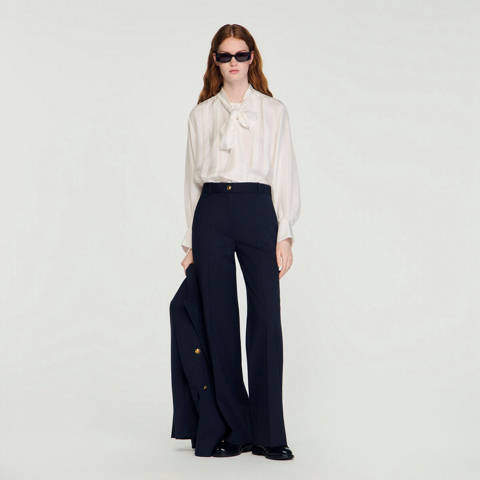 Sandro — Pantalon à fines rayures – Marine