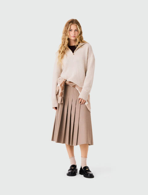 Maje — Pull en cachemire avec col zippé – Beige