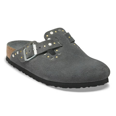 Birkenstock — Boston Rivet Suede Leather – Charcoal Tonal FB