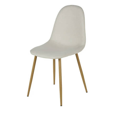 Maisons du Monde — Chaise beige et pieds en acier imitation chêne Clyde