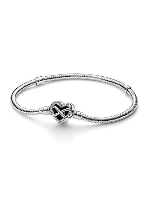 Pandora — Bracelet maille serpent fermoir cœur infini scintillant
