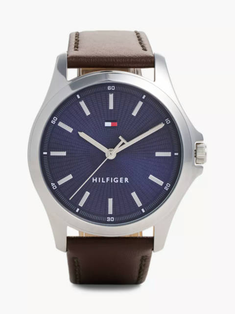 Tommy Hilfiger — Montre en acier inoxydable à bracelet en cuir