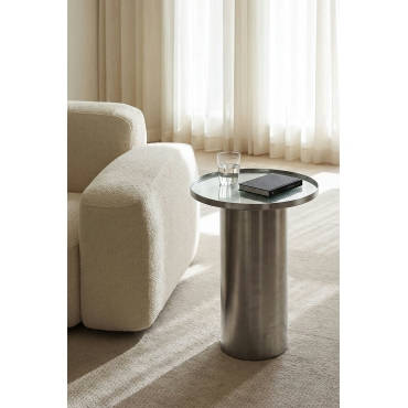 Sklum — Table d'appoint ronde verre et inox Suvani
