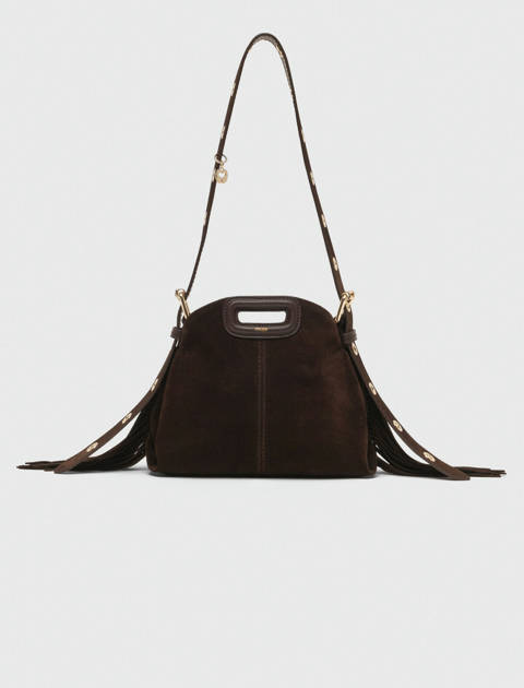 Maje — Sac Miss M mini en cuir suède – Marron fonce
