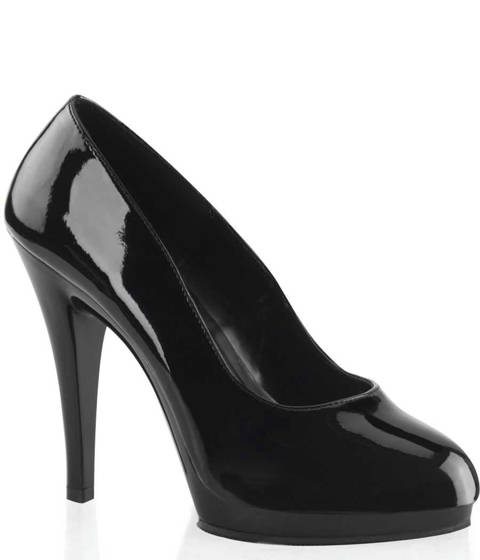 PLEASER Pink Label — Escarpins Classiques FLAIR-480 Noir Vernis à Petite Plateforme