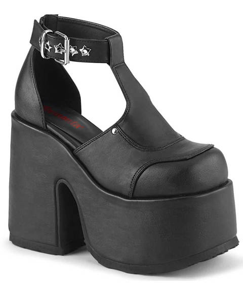 DEMONIA Cult — Sandales à Plateforme CAMEL-103 : L'Icône Chunky aux Détails Étoilés – Noir Mat
