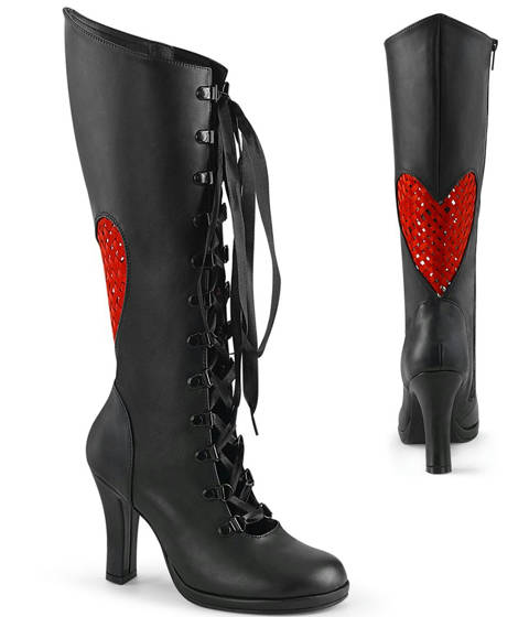 DEMONIA Cult — Bottes gothiques noires à lacets et cœur rouge